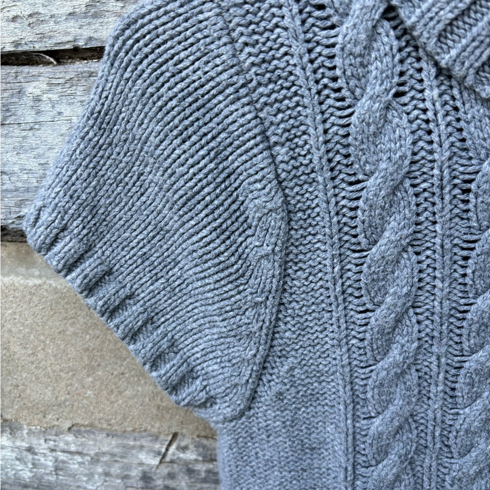 Willi Smith Gray Cable Knit Short Sleeve Turtleneck Sweater Size M - Picture 6 of 10